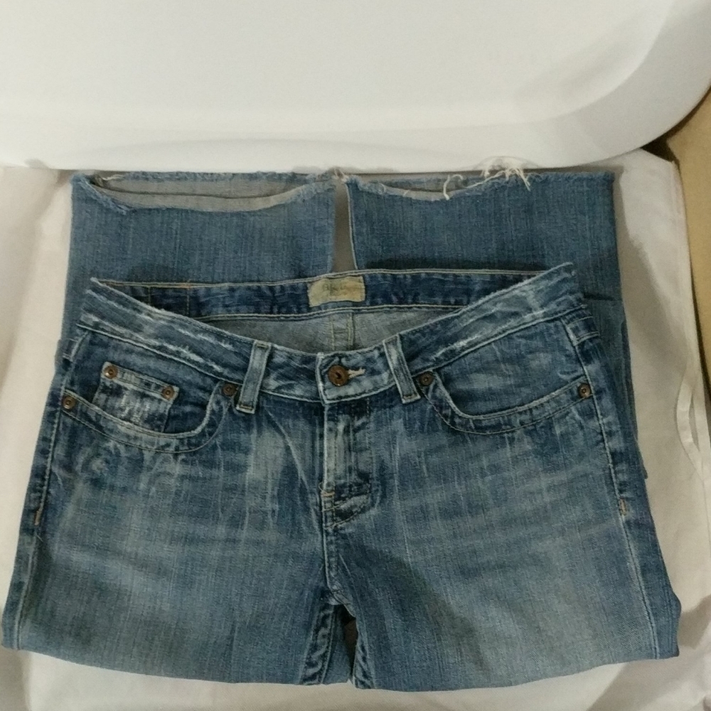 BKE Denim Raw Hem Boot Cut Medium Wash Star 20 Stretch Jeans - size 28